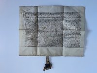 Urkunde, Kauf von Höfen mit 3,5 Huben Land in Nieder-Erlenbach durch Johann von Holzhausen, 1460