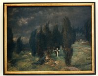 Gemälde 'Trauernde auf einem Friedhof' (August Künicke)